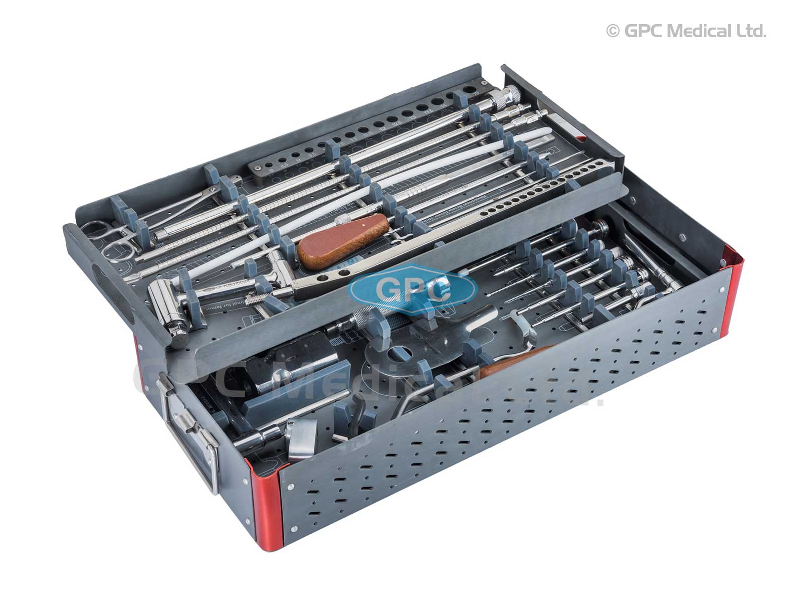 Boîte d'instruments pour clous f moraux verrouillés