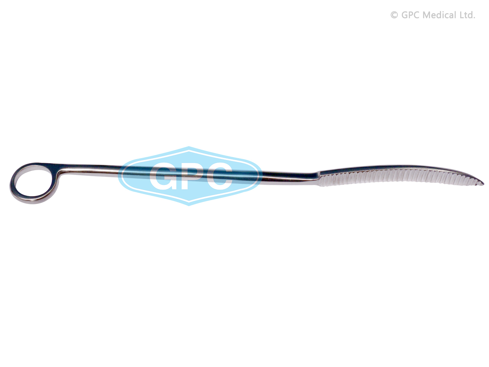 Levier pour os de type Lane en inox avec extrémité en dents de scie