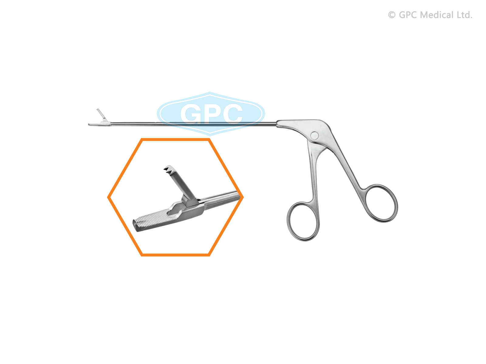 Pince tissulaire avec mâchoire dentelée recourbée