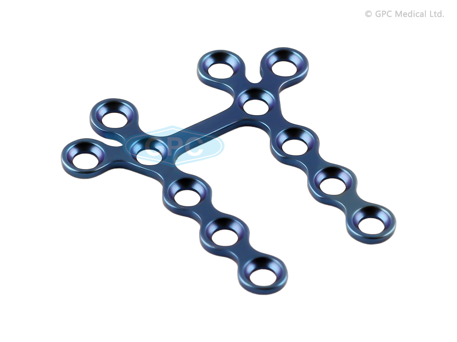 Plaque H, 2,0 mm - Gauche/Droite, 6+6 trous