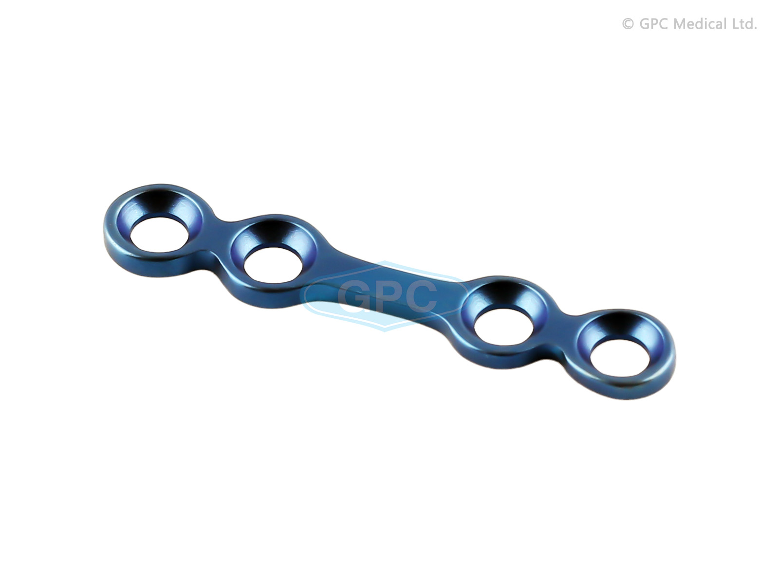 Plaque droite avec espace, 1,5/2,0 mm - 4 trous