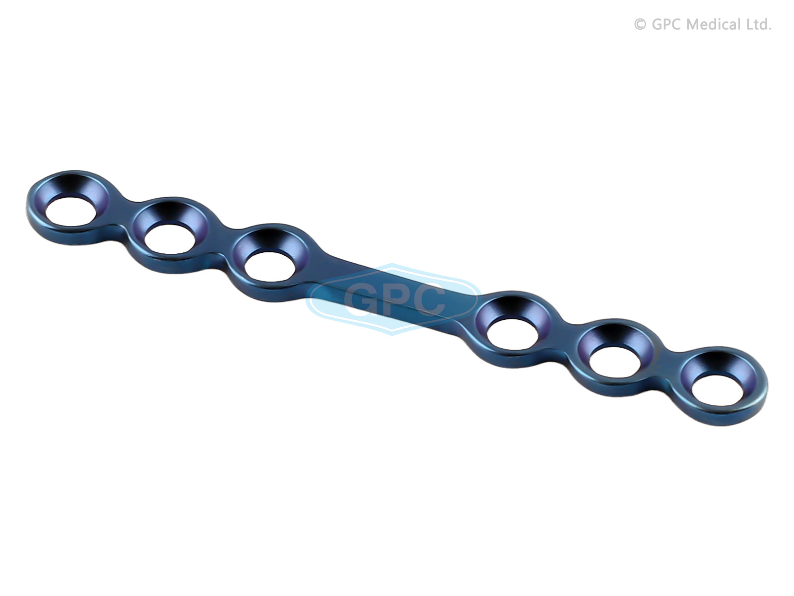 Plaque droite avec espace, 1,5/2,0 mm - 6 trous