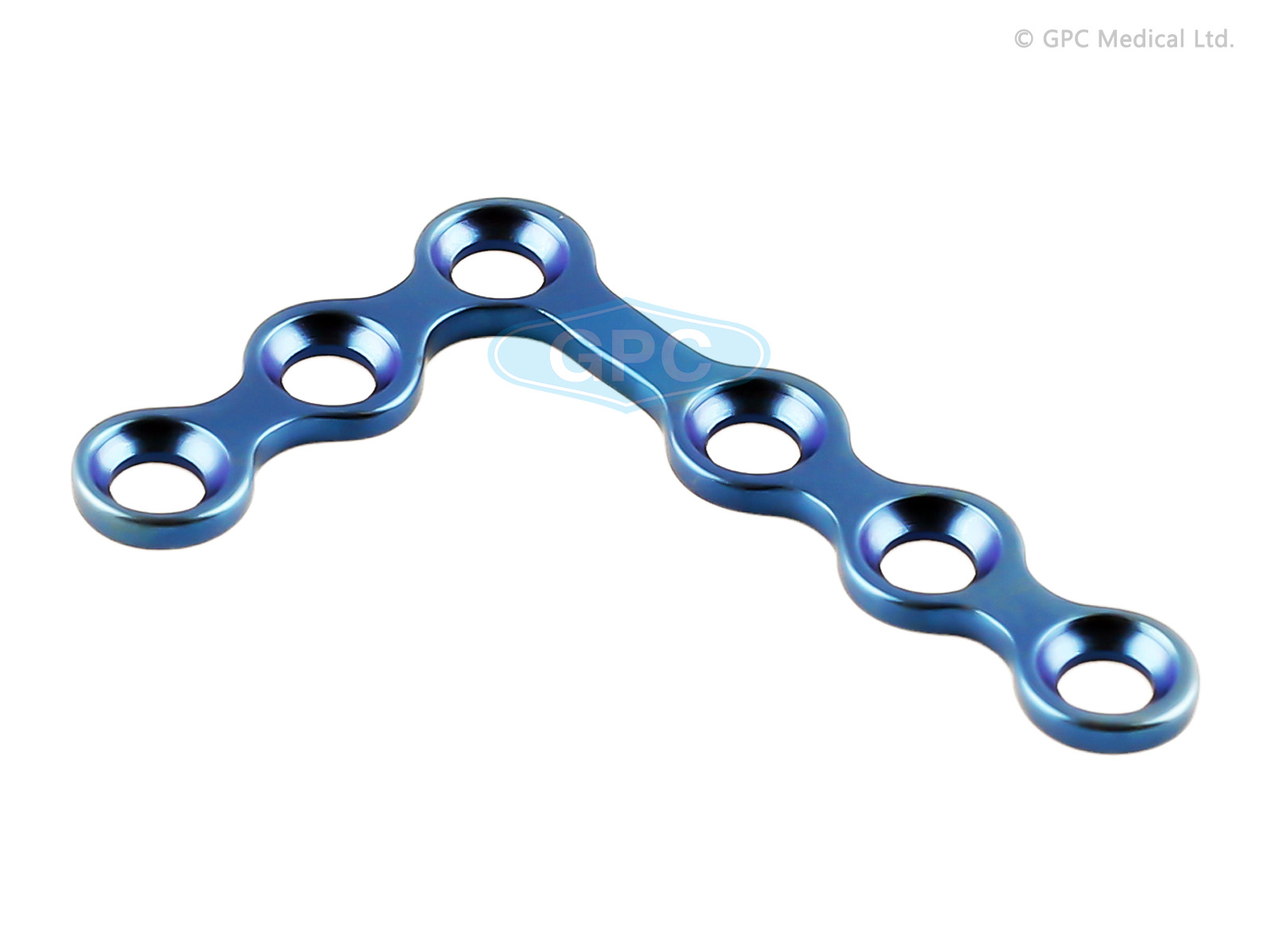 Plaque en L, type II, 1,5/2,0 mm, 2 trous de tête et 3 trous d'arbre - Gauche/Droite