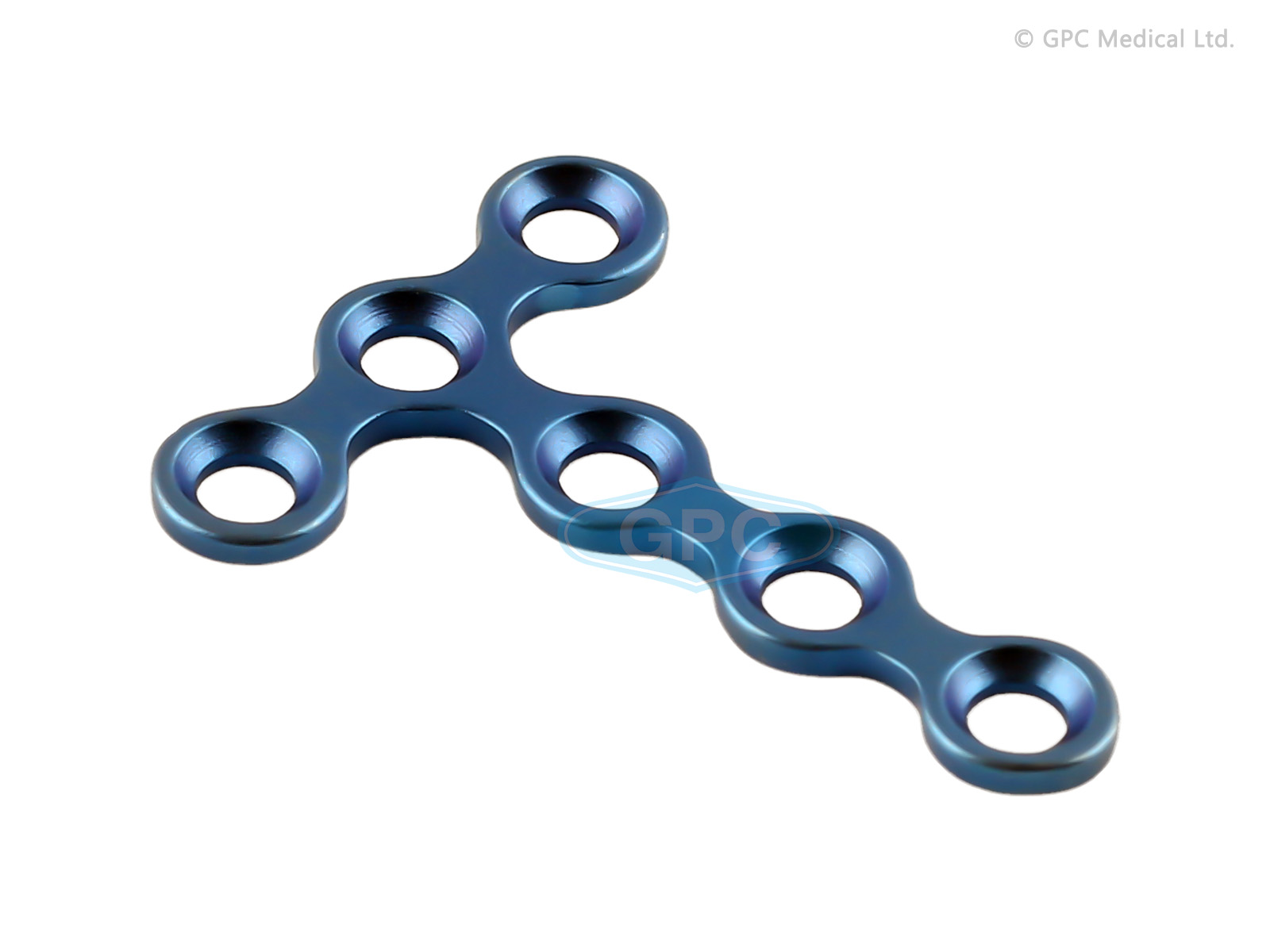 Plaque en T, 1,5/2,0 mm avec 3 trous de tête