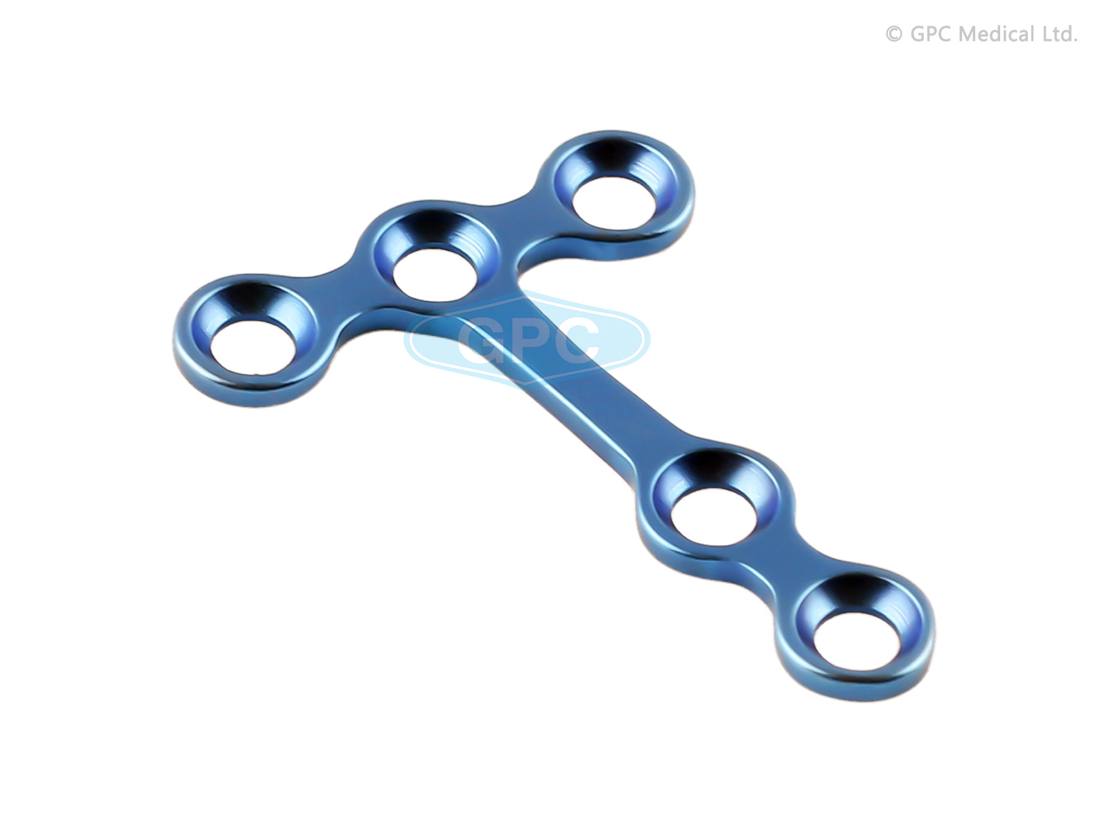 Plaque en T oblique, 3 trous de tête - Gauche/Droite 