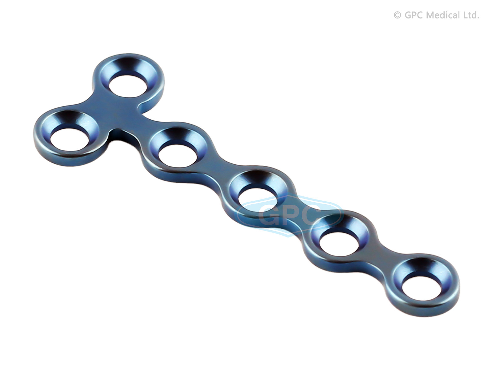 Plaque en T Type II, 1,5/2,0 mm avec 2 trous de tête