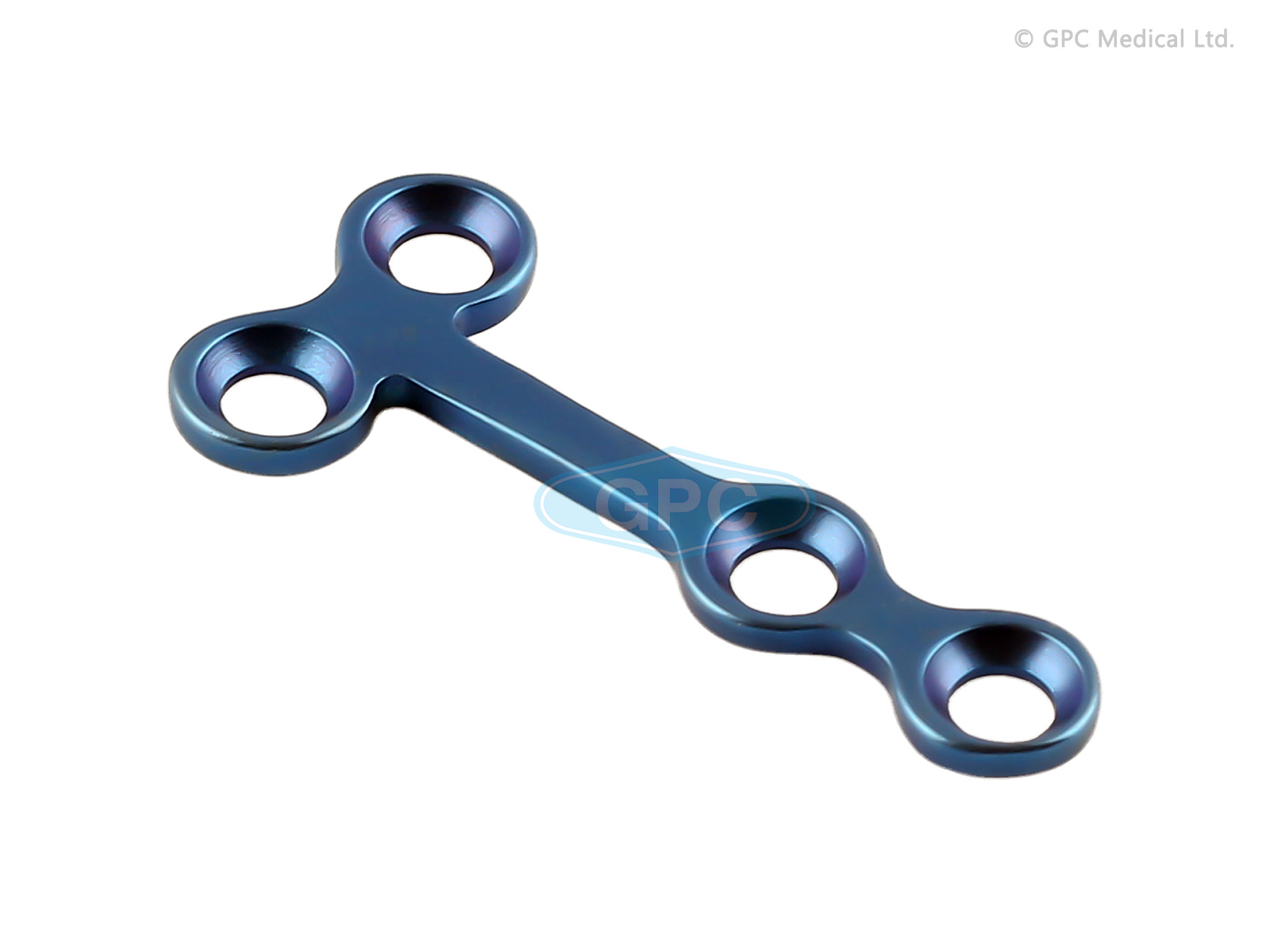 Plaque en T Type III, 1,5/2,0 mm avec 2 trous de tête et 2 trous d'arbre