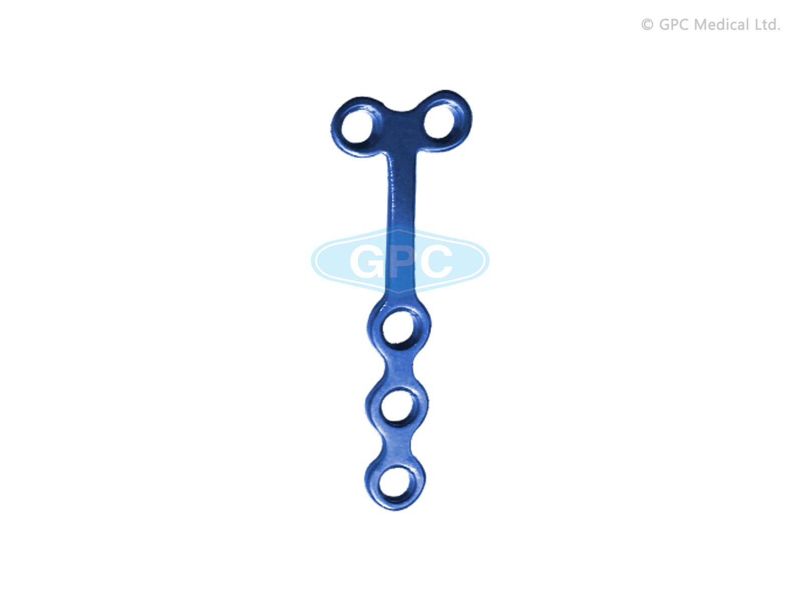 Plaque en T Type III, 1,5/2,0 mm avec 2 trous de tête et 3 trous d'arbre