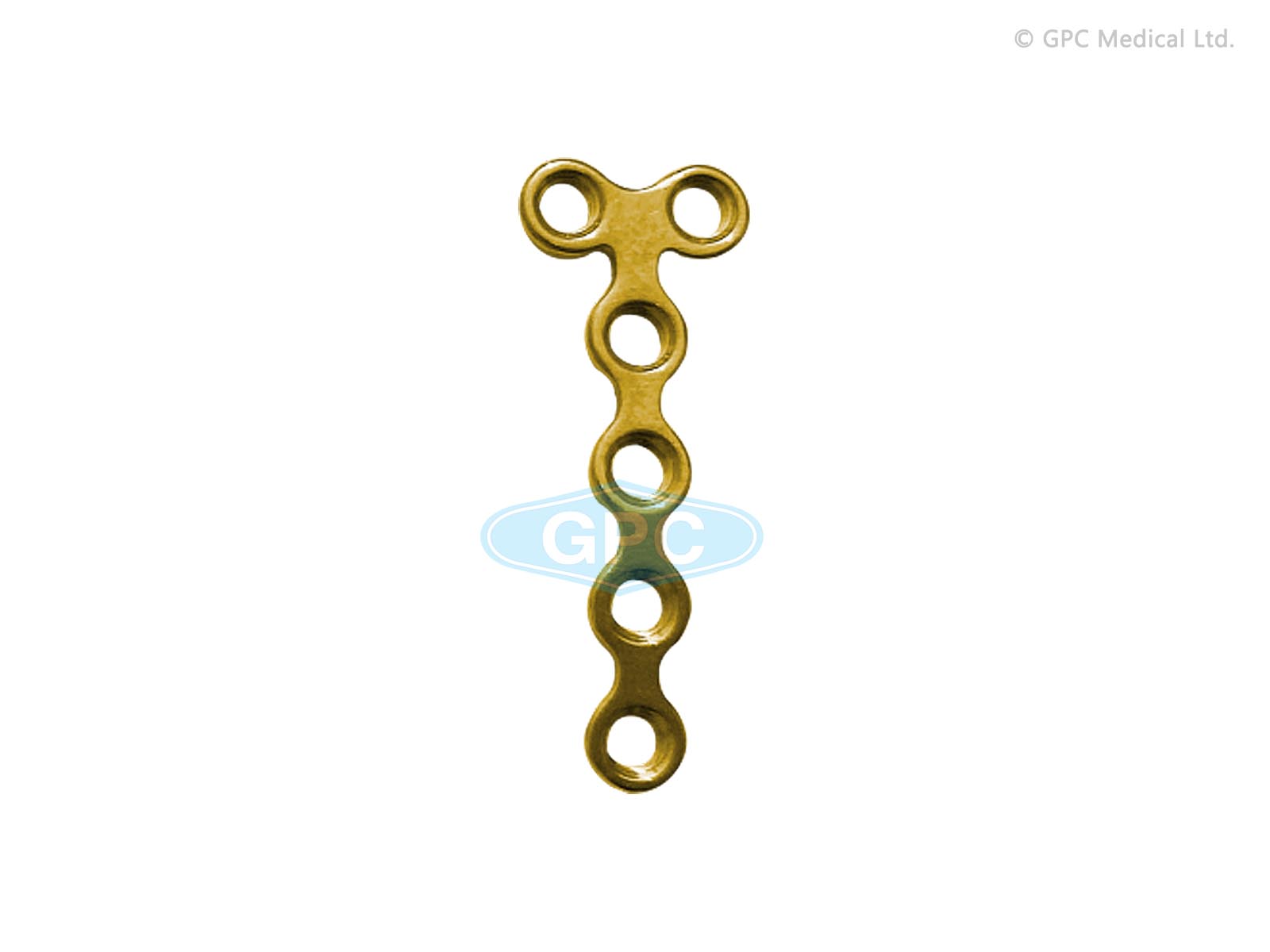 Plaque fix<em>LOCK</em> en T - Type II, 2,0 mm avec 2 trous de tête