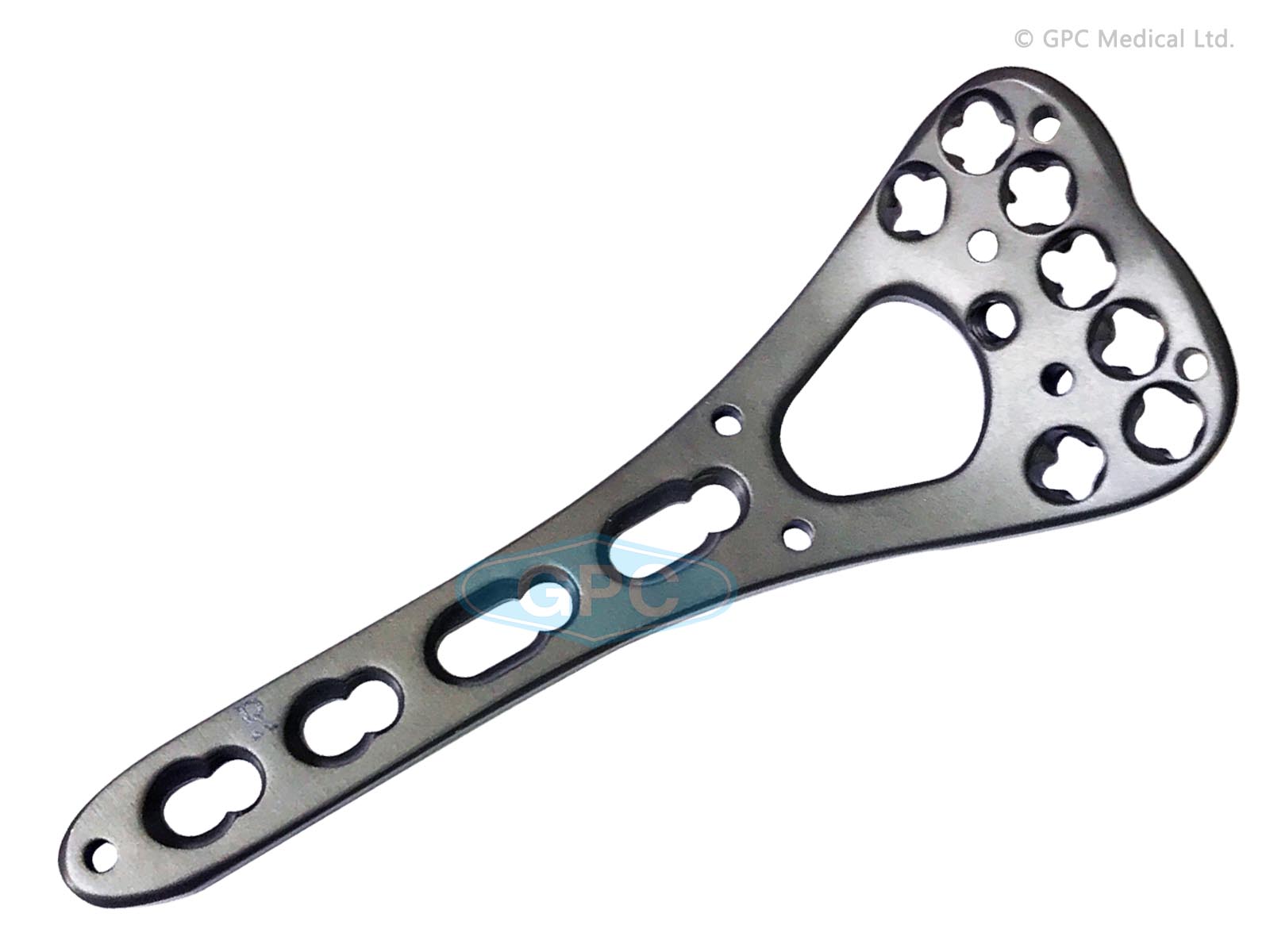 Radius distal à 2 colonnes et angle variable, 2,4 mm - largeur 25,5 mm, 7 trous de tête, gauche/droite